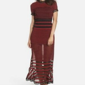 FOXIEDOX Red Striped Cassius Formal Gown Dress